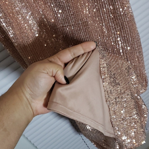 1. STATE- Sequin Slip Dress in Rosegold Nude – Size XS, Like New - Picture 8 of 8